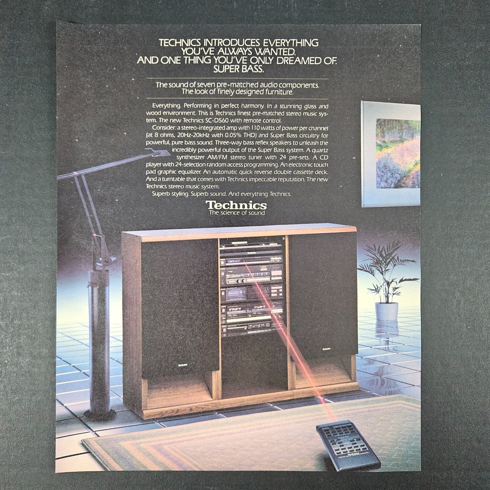 1987 Technics Super Bass Home Stereo Components Vintage Print Ad‎ Audio Music